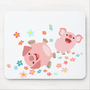 Zwei Niedliche Cartoon Schweine in Frühlingsmousep Mousepad