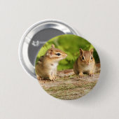Zwei niedliche Chipmunk-Babys Button (Vorne & Hinten)