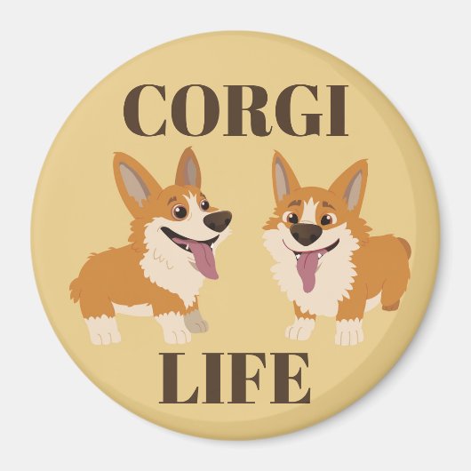 Zwei Niedliche Corgi Dogs Magnet (Vorne)