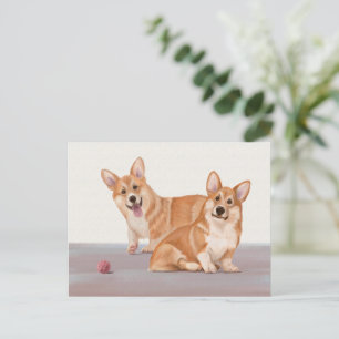 Zwei Niedliche Corgis Postkarte
