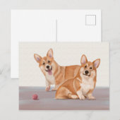 Zwei Niedliche Corgis Postkarte (Vorne/Hinten)