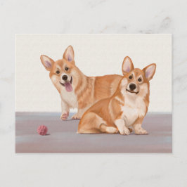 Zwei Niedliche Corgis Postkarte
