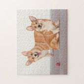 Zwei Niedliche Corgis Puzzle (Vertikal)