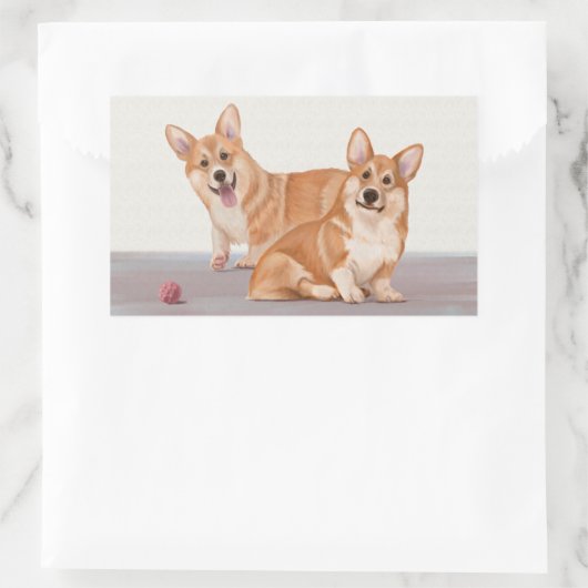 Zwei Niedliche Corgis Rechteckiger Aufkleber (Tasche)