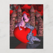 zwei niedliche Drachen, eine auf einem Herz, die e Postkarte (Vorderseite)