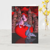 zwei niedliche Drachen, einer auf einem Herzen Karte (Gelbe Blume)