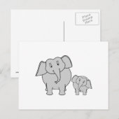 Zwei Niedliche Elefanten. Cartoon. Postkarte (Vorne/Hinten)