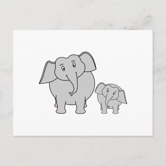 Zwei Niedliche Elefanten. Cartoon. Postkarte (Vorderseite)