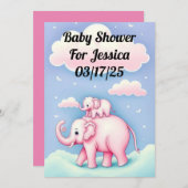 Zwei Niedliche Elefanten Einladung (Vorne/Hinten)