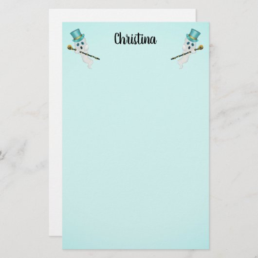 Zwei Niedliche Geister Blue Eyes Aqua Top Hats Sku Briefpapier (Vorne/Hinten)