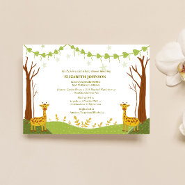 zwei niedliche Giraffen in einer grünen Waldbabydu Einladung