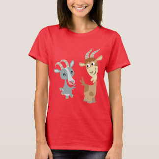 Zwei Niedliche glückliche Cartoon Ziegen Frauen T T-Shirt