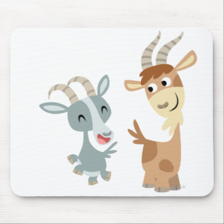 Zwei niedliche glückliche Cartoon-Ziegen Mousepad