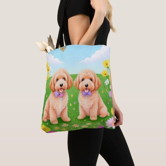Zwei Niedliche Goldendoodles-Tasche Tasche (Von Nahem)