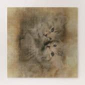 Zwei Niedliche, graue gestreifte Kätzchen im Aquar Puzzle (Horizontal)