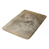 Zwei Niedliche, graugestrichene Kätzchen in Aquare Badematte (Schrägansicht)