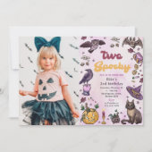 Zwei Niedliche Halloween 2. Geburtstag Foto Einladung (Vorderseite)