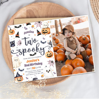 Zwei Niedliche Halloween Ghost 2. Geburtstag Foto Einladung