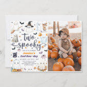 Zwei Niedliche Halloween Ghost 2. Geburtstag Foto Einladung (Vorderseite)