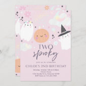 Zwei Niedliche Halloween Ghost 2. Geburtstag Party Einladung (Vorne/Hinten)