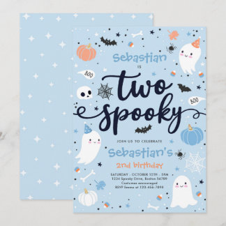 Zwei Niedliche Halloween Ghost 2. Geburtstag Party Einladung