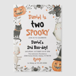 Zwei Niedliche Halloween Ghost 2. Geburtstag Party Pergament Einladungen