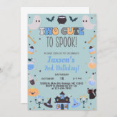 Zwei niedliche, Halloween Junge blau zu verspochen Einladung (Vorne/Hinten)