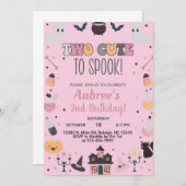 Zwei niedliche Halloween Mädchen pink zu verwöhnen Einladung (Vorne/Hinten)