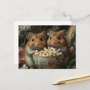 Zwei niedliche Hamster mit riesiger Schüssel Popco Postkarte