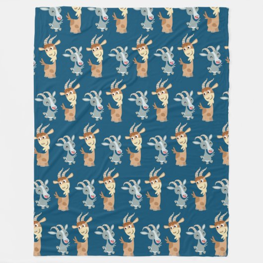 Zwei Niedliche Happy Cartoon Goats Fleece Blanket (Vorderseite)