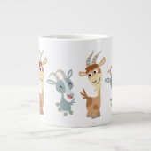 Zwei Niedliche Happy Cartoon Goats Jumbo Tasse (Vorderseite)