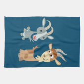 Zwei Niedliche Happy Cartoon Ziegen Küchentücher (Horizontal)