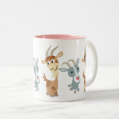 Zwei Niedliche Happy Cartoon Ziegen Tasse (VorderseiteRechts)