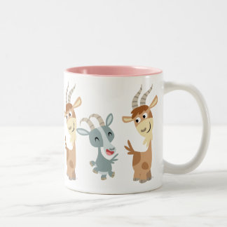 Zwei Niedliche Happy Cartoon Ziegen Tasse