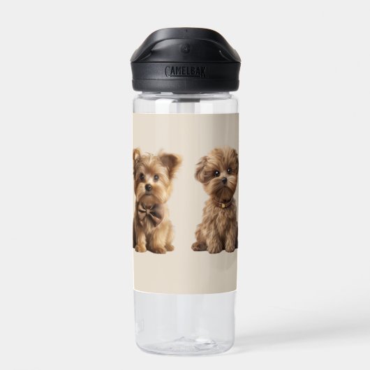 🐶 zwei Niedliche Hunde mit Starry Background ✨ Trinkflasche (Rückseite)