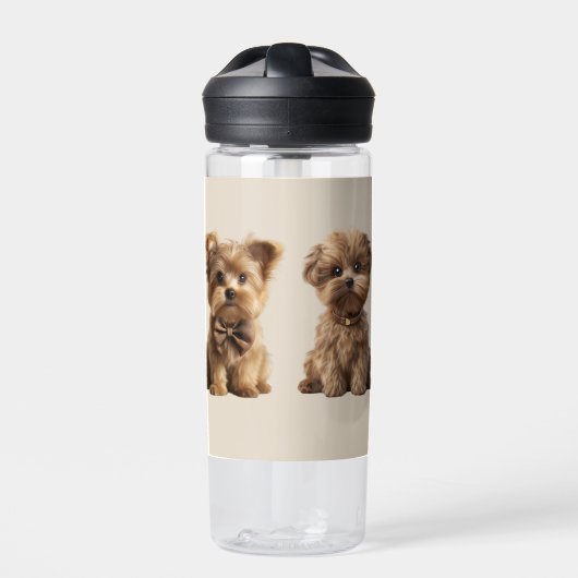 🐶 zwei Niedliche Hunde mit Starry Background ✨ Trinkflasche (Vorderseite)