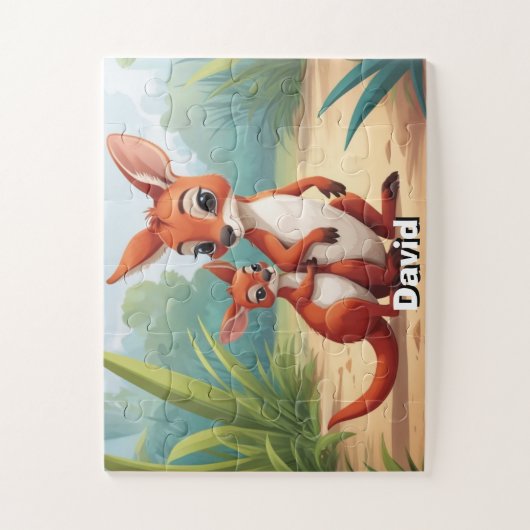 Zwei niedliche Kangaroos Personalisiert Puzzle (Vertikal)