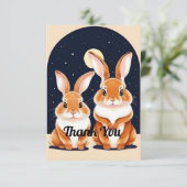 Zwei Niedliche Kaninchen Dankeskarte (Stehend Vorderseite)