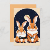 Zwei Niedliche Kaninchen Dankeskarte (Vorne/Hinten)