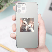 Zwei niedliche Kaninchen, maßgeschneidert Vinyl St Aufkleber (Telefon)