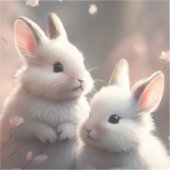 Zwei niedliche Kaninchen, maßgeschneidert Vinyl St Aufkleber (Vorderseite)