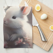 Zwei niedliche Kaninchen mit Sakura Küchentücher (Viertel Falte)