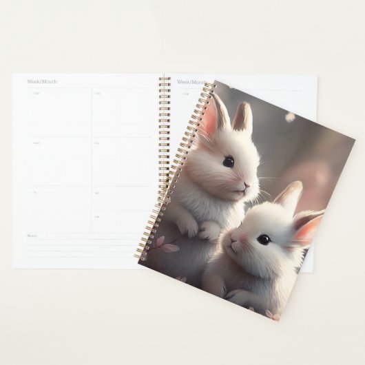 Zwei niedliche Kaninchen mit Sakura Planner Planer (Anzeige)