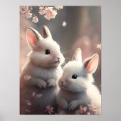 Zwei niedliche Kaninchen mit Sakura-Poster Poster (Vorne)