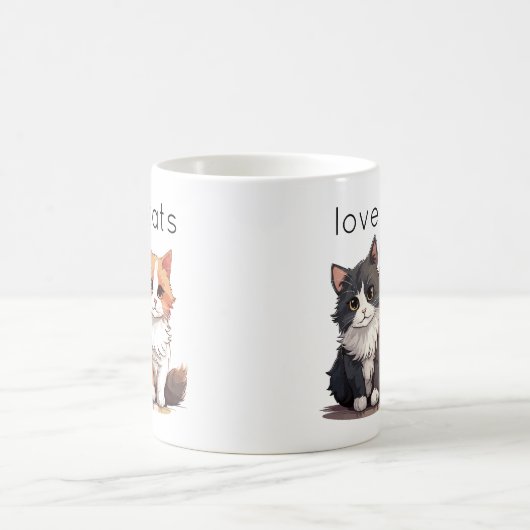 Zwei Niedliche Kätzchen Liebe Kaffeetasse (Mittel)