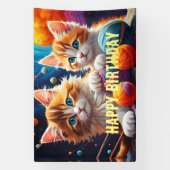Zwei Niedliche Kätzchen mit Garnkugeln Banner (Vertikal)