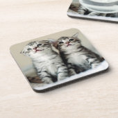 Zwei niedliche Kätzchen Untersetzer (Linke Seite)