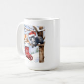 Zwei Niedliche Kätzchen Weihnachten Strumpf und We Kaffeetasse (Vorderseite Links)