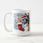 Zwei Niedliche Kätzchen Weihnachten Strumpf und We Kaffeetasse (Links)