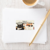 Zwei Niedliche Katzen Adressaufkleber (Insitu)